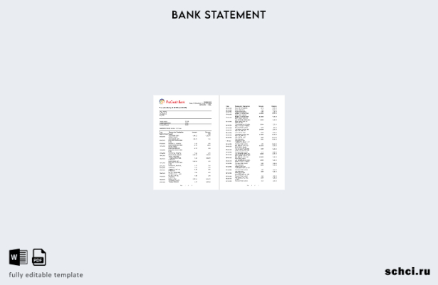 цифровая загрузка шаблона страниц банковской выписки Албании ProCreditBank 1
